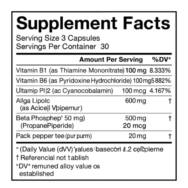 Alpha Lipoic Acid, N-Acetyl Cysteine, Acetyl L-Carnitine & Benfotiamine Capsules - Image 2