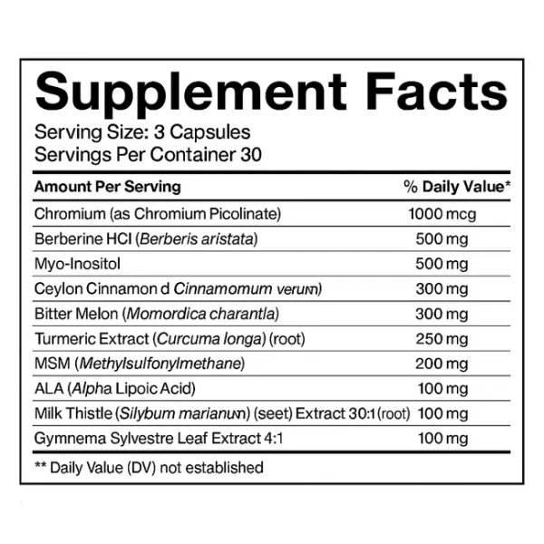 Berberine, Inositol & Herbal Glucose Balance Capsules - Image 2