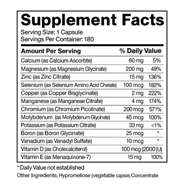 Calcium + Magnesium + Zinc + Multimineral & Vitamin Complex Capsules - Image 2
