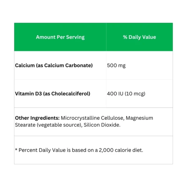 Calcium with Vitamin D3 – Bone & Joint Health - Image 2
