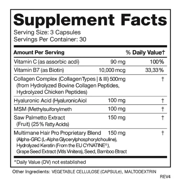 Collagen, Biotin, Keratin, Hyaluronic Acid & Saw Palmetto - Image 2