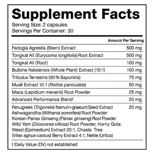 Fadogia Agrestis, Tongkat Ali & Performance Complex Capsules - Image 2