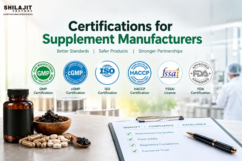 Certifications for Supplement Manufacturers – GMP, cGMP, ISO, HACCP and FSSAI